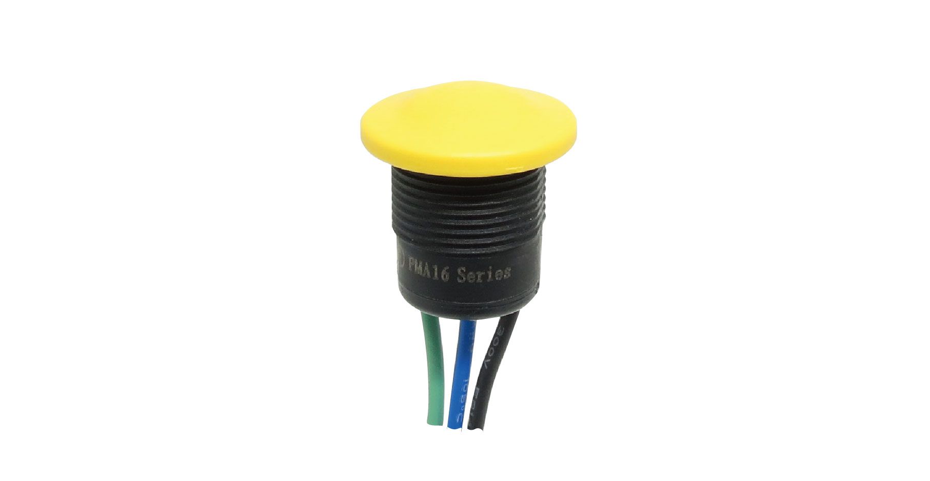 Żółty przycisk z pokrywą z przewodem